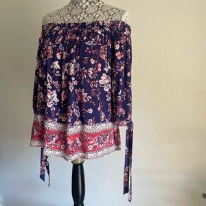 PINK ROSE~NEW W/Out Tags, Off Shoulder Top~Print~3/4 Sleeve~Sz M